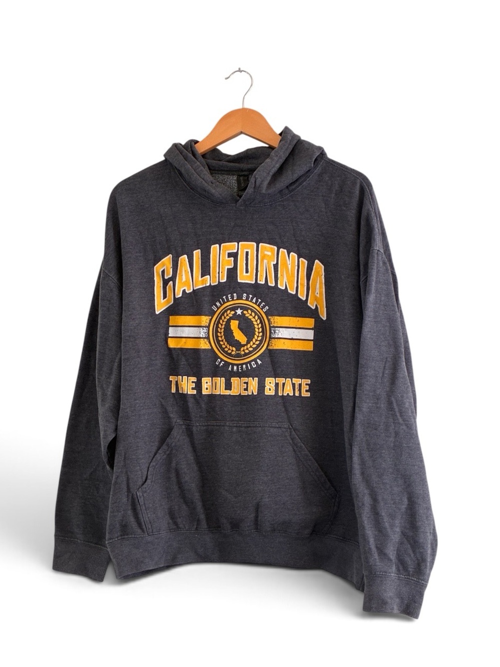 California The Golden State printed gray hoodie sweatshirt kangaroo pocket
